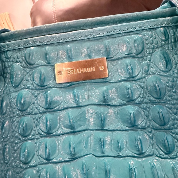 Brahmin Turquoise Croco-Embossed Tote with Matching Wallet - Picture 2 of 15